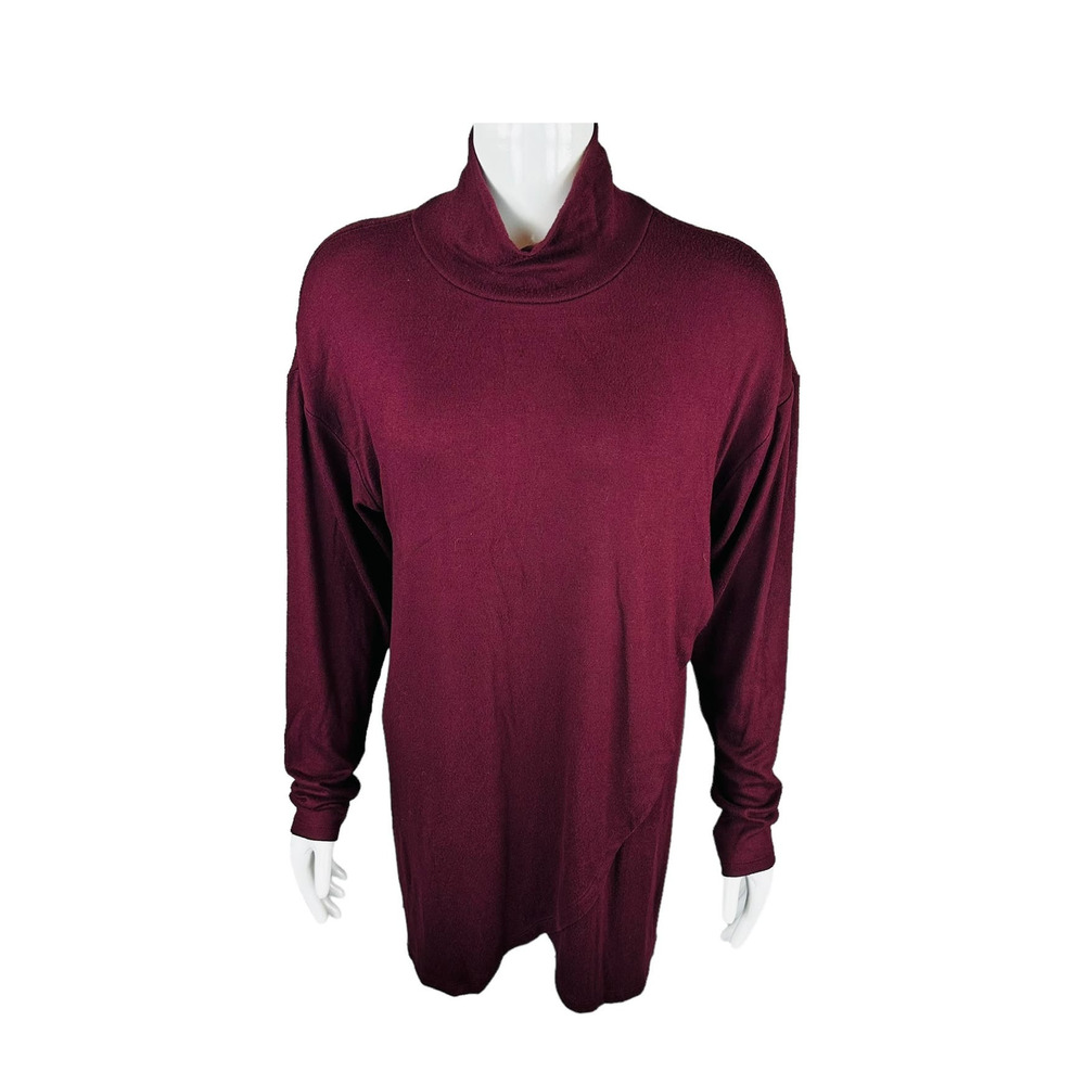 New Old Navy Womans Medium Maternity Sweater Maroon Tunic Long Sleeve High Neck